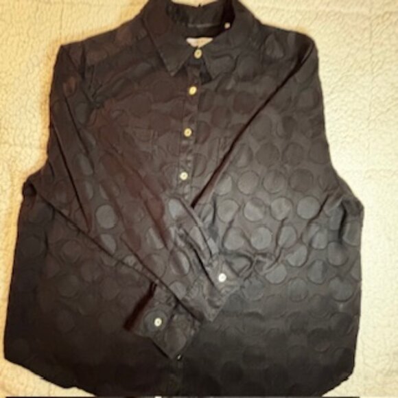 Foxcroft Size 18W Black blouse with Mother of pearl buttons - Picture 1 of 6